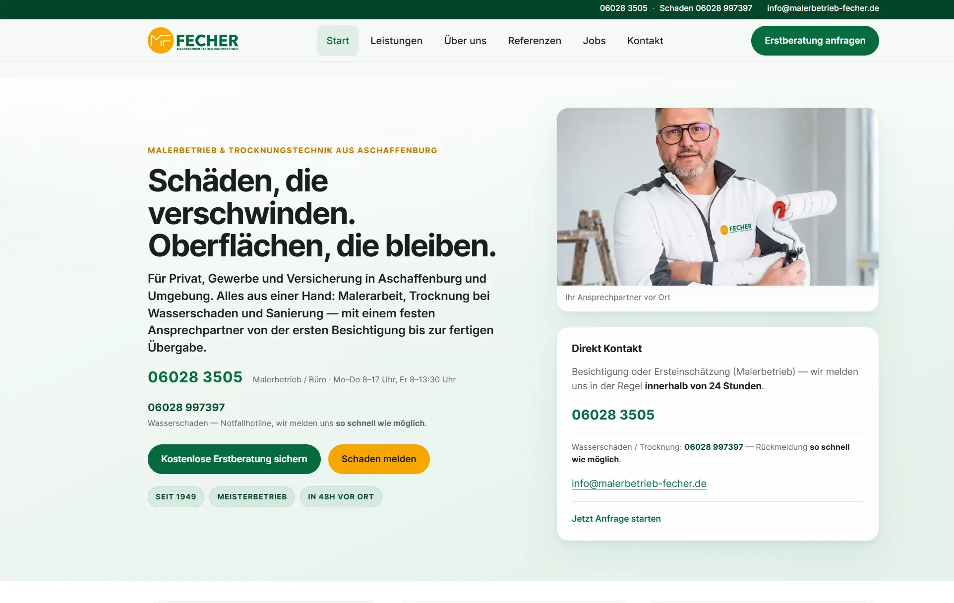 Fecher Malerbetrieb und Trocknungstechnik GmbH Website
